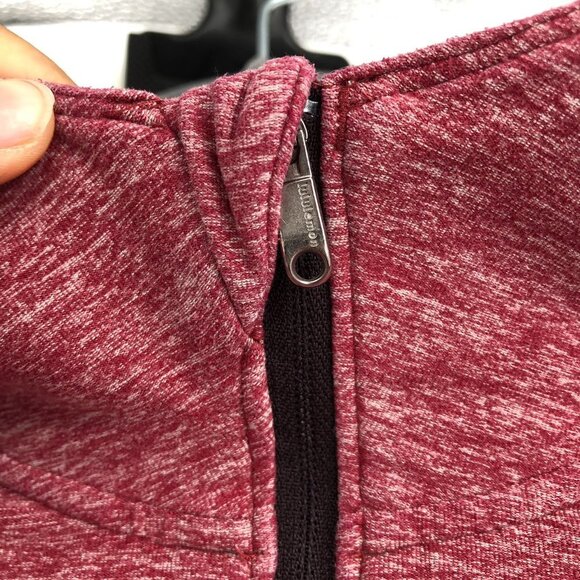 Lululemon Burgundy & grey Heathered 1/3 Zip Lightweight Hoodie size Medium - Picture 8 of 14